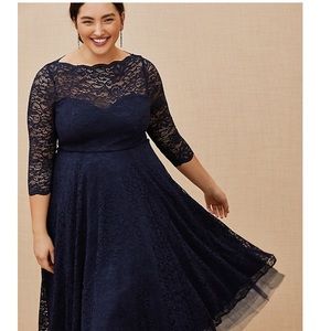 Torrid dress 22 Navy Special Occasion midi lace